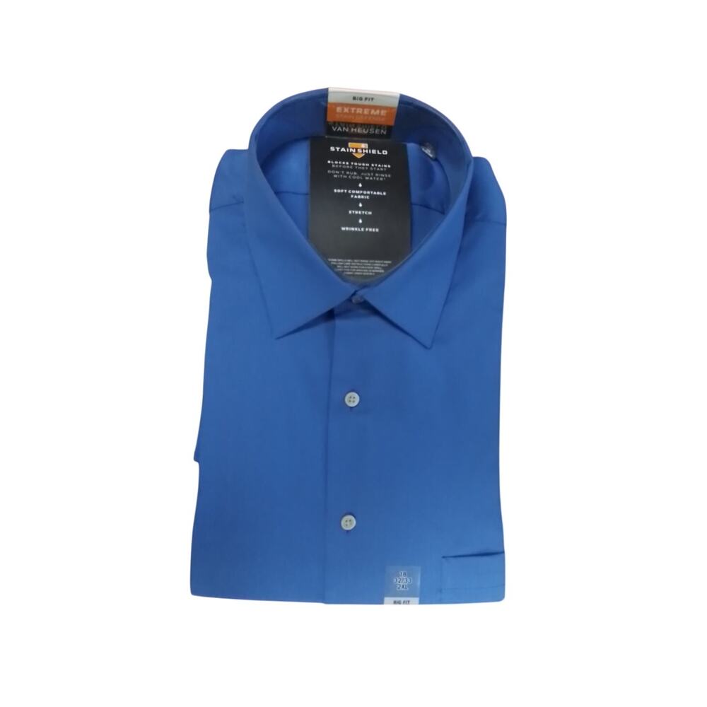 Van Heusen Men's Stain Resistant Big Fit Dress Shirt 18 32-33 NWT